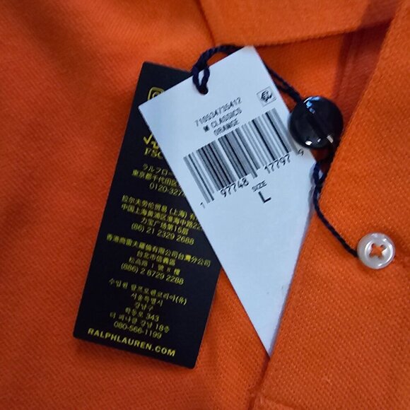 Polo Ralph Lauren Classic-Fit Polo Shirt Men Orange Mesh Short Sleeve Size Large - Picture 8 of 9